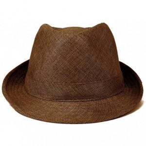 Fedoras Mens Stylish Lightweight Linen Solid Color Fedora Hat - Brown - CN12NTRIAOJ $23.17