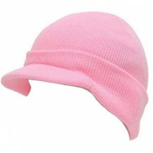 Skullies & Beanies Cuffed Knit Visor Beanie Jeep Cap - Pink - CP110DKAMXD $12.08