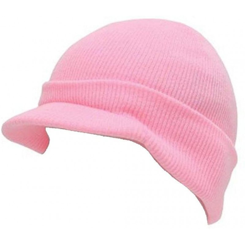 Skullies & Beanies Cuffed Knit Visor Beanie Jeep Cap - Pink - CP110DKAMXD $12.08