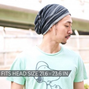 Skullies & Beanies Slouchy Linen Beanie Hat - Mens Lightweight Knit Hat Womens Baggy Summer Slouch - Black - CQ18UNZX4M3 $26.10