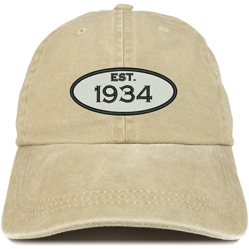 Baseball Caps Established 1934 Embroidered 86th Birthday Gift Pigment Dyed Washed Cotton Cap - Khaki - CN12O34ZSX3 $18.06