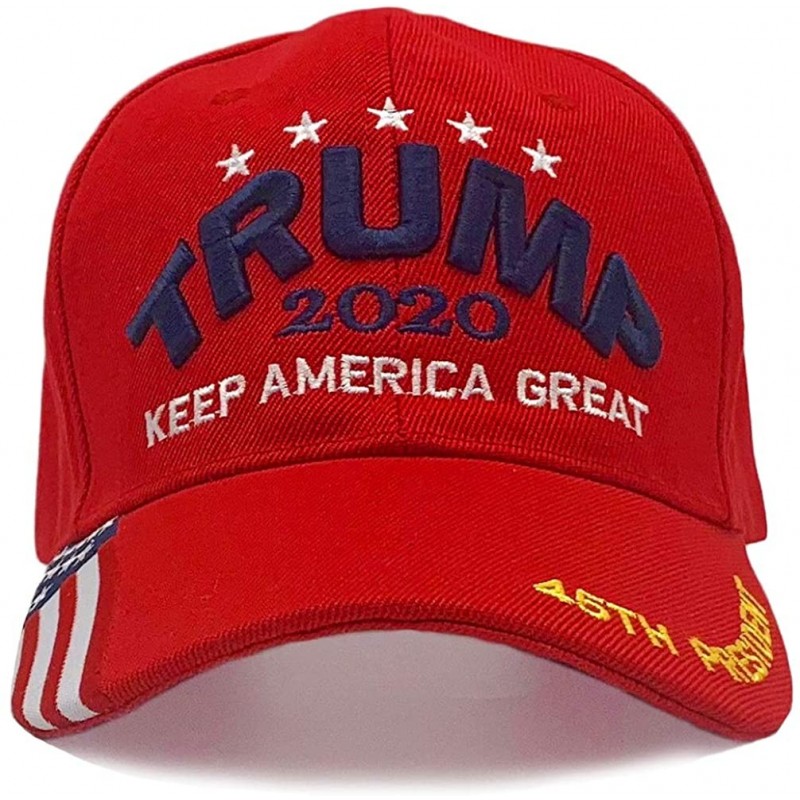 Baseball Caps Trump 2020 Keep America Great 3D Embroidery American Flag Baseball Cap - 010 Red - C9194N9XTNM $10.35