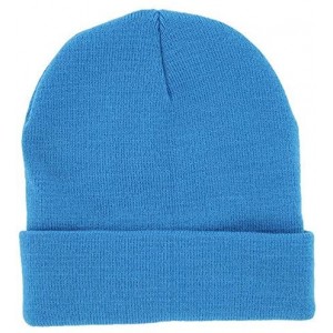 Skullies & Beanies Plain Knit Cap Cold Winter Cuff Beanie (40+ Multi Color Available) - Turquoise - CB11OMKKORZ $11.08