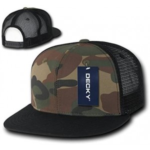 Baseball Caps Cotton Flat Bill Trucker Cap - Black/Woodland/Black - C611CDFLJ7P $13.17