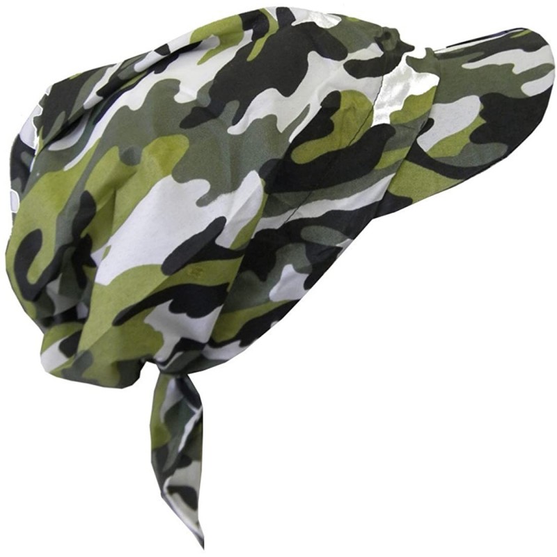 Sun Hats Camouflage Bandana Cap Visor Tie Unisex Army Hat - Forest Green - CB11MJ8ITF1 $11.05