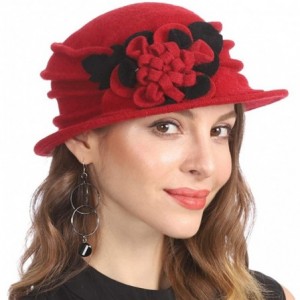 Berets Women's Winter Warm 100% Wool Beret Beanie Cloche Bucket Hat - Red - CP18Y9CSH7X $19.00