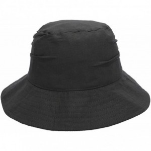 Bucket Hats Washed Cotton Bucket Hat for Women and Men Travel Fishing Caps Summer Foldable Brim Sun Hat - Black 1 - CM18SMEU5...