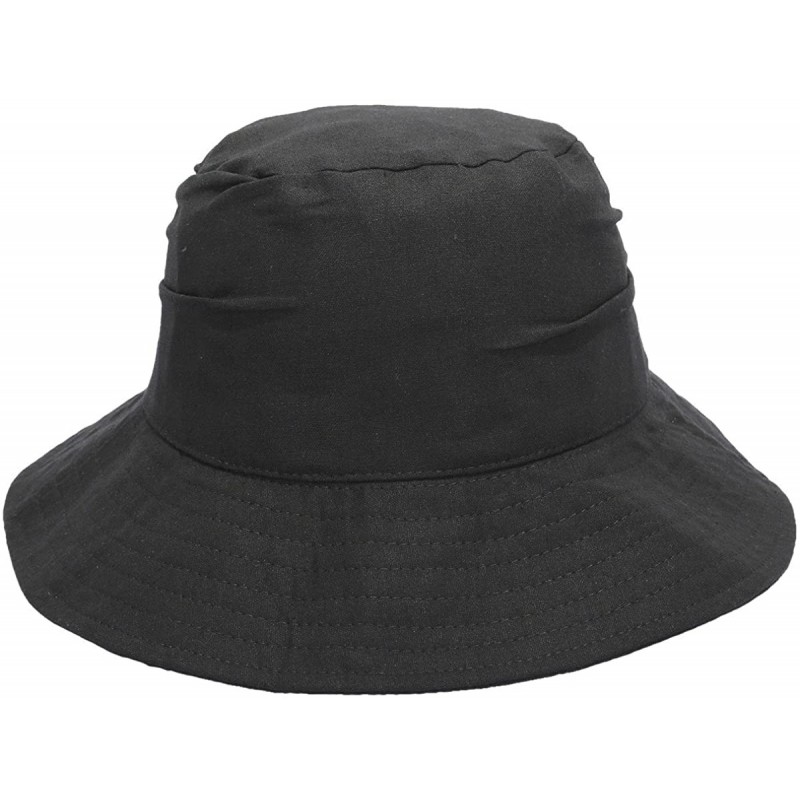 Bucket Hats Washed Cotton Bucket Hat for Women and Men Travel Fishing Caps Summer Foldable Brim Sun Hat - Black 1 - CM18SMEU5...