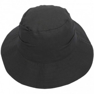 Bucket Hats Washed Cotton Bucket Hat for Women and Men Travel Fishing Caps Summer Foldable Brim Sun Hat - Black 1 - CM18SMEU5...