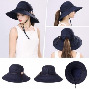 Bucket Hats Bucket Cord Sun Summer Beach Hat Wide Brim for Women Foldable UPF 50+ - 91561_navy - CO196SINXAI $34.73