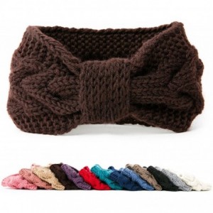 Cold Weather Headbands Women's Chunky Cable Knitted Turban Headband Ear Warmer Head Wrap - 1 Dark Brown - CS186W3XM28 $9.74
