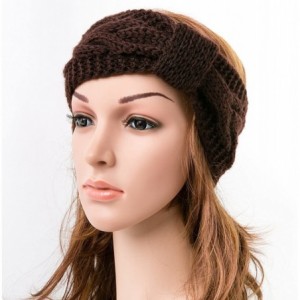 Cold Weather Headbands Women's Chunky Cable Knitted Turban Headband Ear Warmer Head Wrap - 1 Dark Brown - CS186W3XM28 $9.74