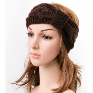 Cold Weather Headbands Women's Chunky Cable Knitted Turban Headband Ear Warmer Head Wrap - 1 Dark Brown - CS186W3XM28 $9.74