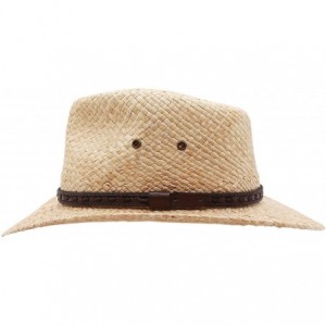 Cowboy Hats Raffia Straw Cowboy Western Fedora Sun Hat- Silver Canyon- Natural - Natural - CN18U0577GW $37.29