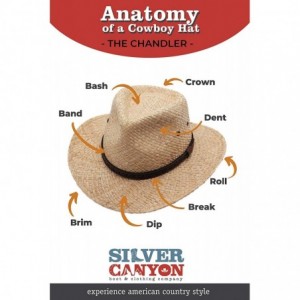 Cowboy Hats Raffia Straw Cowboy Western Fedora Sun Hat- Silver Canyon- Natural - Natural - CN18U0577GW $37.29