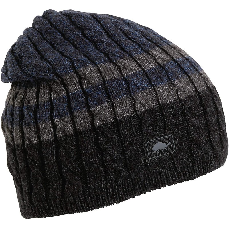 Skullies & Beanies Headwear - Men's Slater Ragg- Fleece Lined Knit Ragg Wool Beanie - Black - CD11K6IDGUT $36.52