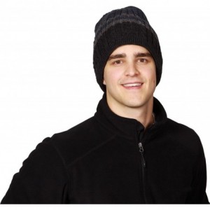 Skullies & Beanies Headwear - Men's Slater Ragg- Fleece Lined Knit Ragg Wool Beanie - Black - CD11K6IDGUT $36.52