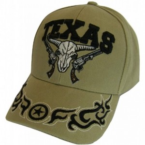 Baseball Caps Texas Skull Guns & Flames Men's Adjustable Baseball Cap - Khaki - CN180LRMUWC $25.89