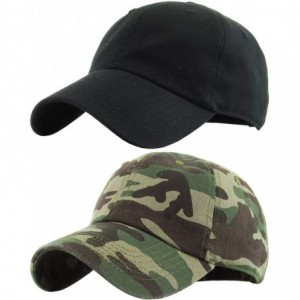 Baseball Caps Dad Hat Adjustable Unstructured Polo Style Low Profile Baseball Cap - 2 Pack - Black & Camo Green - CD18RX3SGD7...