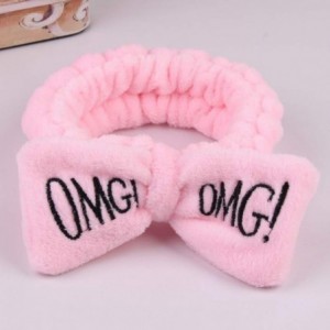 Headbands OMG Letter Bowknot Headband Face Washing Hair Band Elastic Headwear for Women Girl - Pink - Omg Series-pink - CT18N...