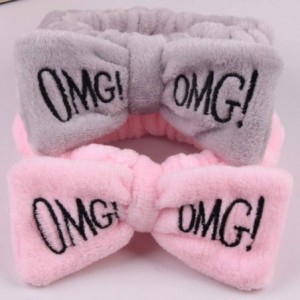 Headbands OMG Letter Bowknot Headband Face Washing Hair Band Elastic Headwear for Women Girl - Pink - Omg Series-pink - CT18N...
