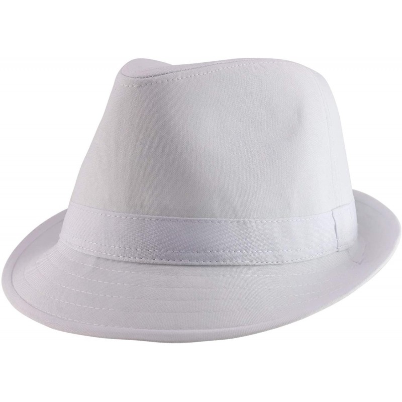 Fedoras Lightweight Fashionable Poly Woven Classic Fedora Hat - White/White - CB12O37KKL0 $24.57