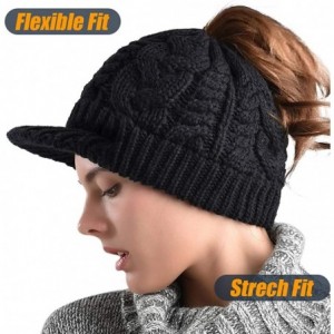 Skullies & Beanies Women Hat Knit Skull Beanie Winter Outdoor Runner Messy Bun Ponytail Cap - 19-black - C118NELOIZK $13.87