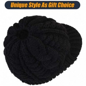 Skullies & Beanies Women Hat Knit Skull Beanie Winter Outdoor Runner Messy Bun Ponytail Cap - 19-black - C118NELOIZK $13.87