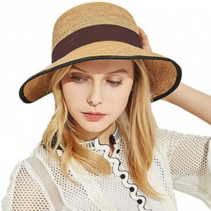 Sun Hats Womens UPF 50+ Wide Brim Panama Straw Hat Foldable Fedora Beach Sun Hat - Coffee(0108) - CY18QIY6WZH $12.92