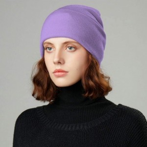 Skullies & Beanies 50% Wool Short Knit Fisherman Beanie for Men Women Winter Cuffed Hats - 5-purple - CK18Z34T9QI $9.27