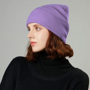Skullies & Beanies 50% Wool Short Knit Fisherman Beanie for Men Women Winter Cuffed Hats - 5-purple - CK18Z34T9QI $9.27