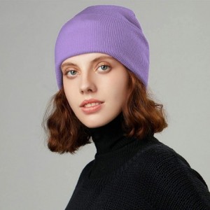 Skullies & Beanies 50% Wool Short Knit Fisherman Beanie for Men Women Winter Cuffed Hats - 5-purple - CK18Z34T9QI $9.27