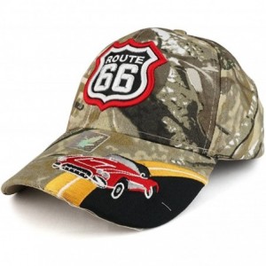 Baseball Caps Route 66 Classic Car Embroidered Structured Baseball Cap - Hunting Camo - C61863EUW4M $11.53