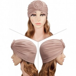 Skullies & Beanies 4 Pieces Turban Flower Head Wrap Beanie Scarf Cap Hair Loss Hat for Men and Women (Style 5) - CZ18AZUZUAM ...