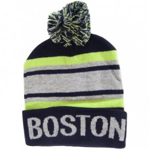 Skullies & Beanies Boston Adult Size Winter Knit Beanie Hats - Navy/Green/Gray - CI17WYXI6L6 $12.94