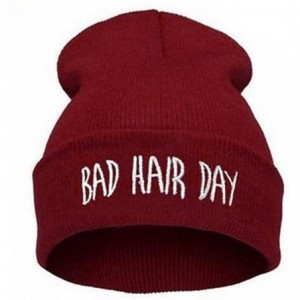 Skullies & Beanies Unisex Mens Womens Soft Winter Warm Beanie Hip Hop Knitted Ski Cap - Wine Red - CR12MAJN8F8 $14.61