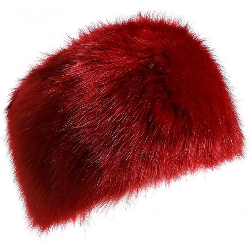 Skullies & Beanies Faux Fur Cossack Russian Style Hat for Ladies Winter Hats for Women - Wine Red - CV12KBL6FQR $14.86