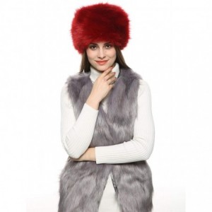 Skullies & Beanies Faux Fur Cossack Russian Style Hat for Ladies Winter Hats for Women - Wine Red - CV12KBL6FQR $14.86