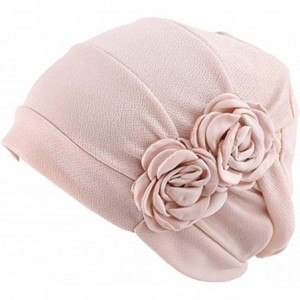 Skullies & Beanies Women Chemo Hat Beanie Flower Headscarf Turban Headwear for Cancer - 1a15-polyester-beige - CB18895KENS $8.68