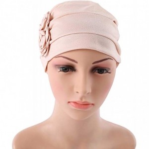 Skullies & Beanies Women Chemo Hat Beanie Flower Headscarf Turban Headwear for Cancer - 1a15-polyester-beige - CB18895KENS $8.68