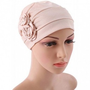 Skullies & Beanies Women Chemo Hat Beanie Flower Headscarf Turban Headwear for Cancer - 1a15-polyester-beige - CB18895KENS $8.68