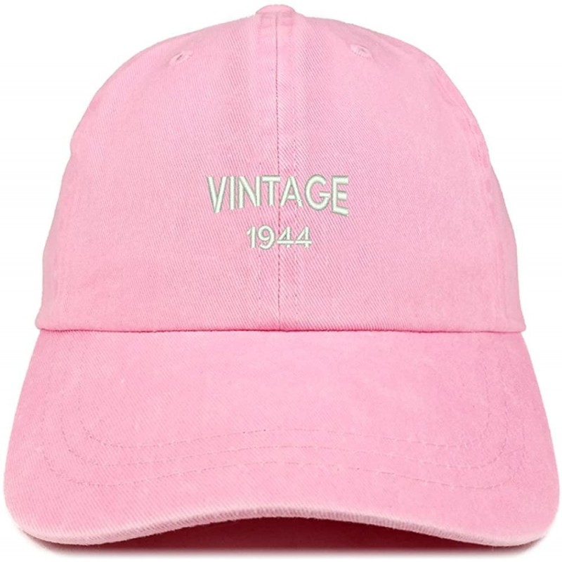Baseball Caps Small Vintage 1944 Embroidered 76th Birthday Washed Pigment Dyed Cap - Pink - CN18C744UZ9 $17.61