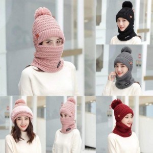 Skullies & Beanies Womens Slouchy Winter Warm Snow Ski Skull Cap Earmuffs Knit Hat Scarf Beanie Hat - Pink - CN18N0AAMUD $13.64