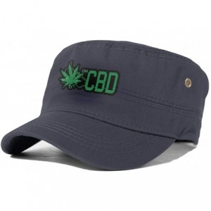 Baseball Caps CBD Cannabidiol Marijuana Leaf Cadet Army Cap Flat Top Sun Cap Military Style Cap - Navy - CC18XX73AZD $22.26