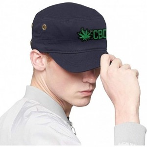 Baseball Caps CBD Cannabidiol Marijuana Leaf Cadet Army Cap Flat Top Sun Cap Military Style Cap - Navy - CC18XX73AZD $22.26