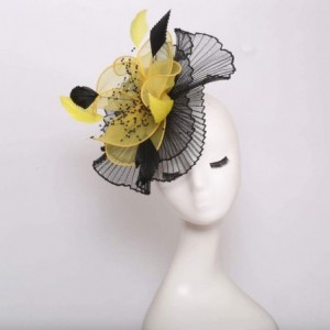 Sun Hats Women's Organza Kentucky Derby Tea Party Hat - Design 3 - Yellow - CE18T6I68H4 $13.87