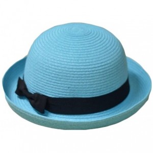 Sun Hats Bowknot Straw Summer Bowler Hat Sun Cap Hat for Ladies Womens - Sky Blue Adult - CL12FU5B8BB $13.06