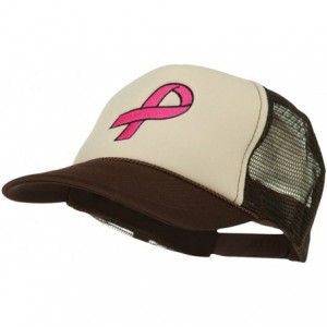 Baseball Caps Breast Cancer Logo Embroidered Foam Front Mesh Back Cap - Brown Tan - CW11LUGYAKP $24.09