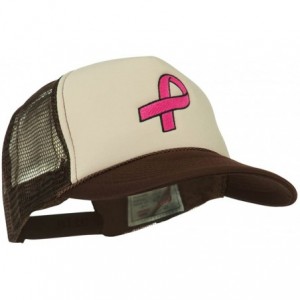 Baseball Caps Breast Cancer Logo Embroidered Foam Front Mesh Back Cap - Brown Tan - CW11LUGYAKP $24.09