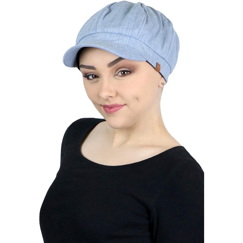 Newsboy Caps Newsboy Cap for Women Cabbie Gatsby Summer Hats Ladies Chemo Headwear Head Coverings Denim (Chambray) - C418OA3G...